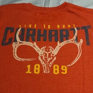 Carhartt Men's T Shirt Medium Live To Hunt Orange Relaxed Fit  Pocket Hunter